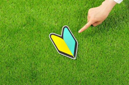 初心者マークを指さす